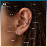 (8mm) 925 Solid Sterling Silver Australian Made Hinged Sleeper Earrings Nose Lip Septum Tragus Hoop Segment Ring Nickel Free Hypoallergenic