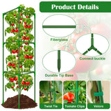 3 Packs Fiberglass Tomato Cages for Garden, 56 Inch Tall Tomato Plant Support, Adjustable Tomatoes Stakes Plant Climbing Trellis for Garden Vegetables Fruits, Tomatoes Support Cages with Clips