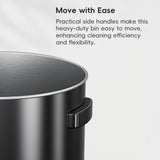 EKO Urban 32 Gallon Round Black Stainless Steel Open Top Waste Bin, Tall Commercial Trash Can for Indoor/Outdoor, Extra Large Metal Garbage Bin for Office, Restaurant, Restroom,120L