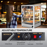 ROVSUN 3-Tier Food Warmer Pizza Warmer Countertop, Commerical Food Warmer Display with LED Lighting Removable Shelves Glass Door, Pretzel Warmer for Buffet Restaurant Cafe, 110V 800W