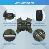 ZELUS Weighted Vest, 6lb/8lb/12lb/16lb/20lb/25lb/30lb Weight Vest with Reflective Stripe for Workout, Strength Training, Running, Fitness, Muscle Building, Weight Loss, Weightlifting, Green(16 lb)