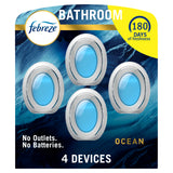 Febreze Bathroom Air Freshener, Odor-Fighting, Plug In Alternative, Air Fresheners for Home and Bathroom and Kitchen, Closet Air Fresheners, Ocean Scent, 4 Count