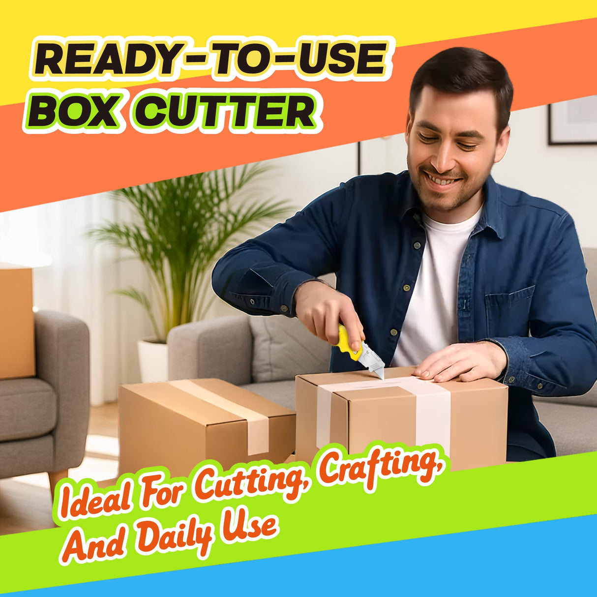 JETMORE Folding Utility Knife, 12 Pack Heavy Duty Box Cutter with Extra Blades, Paper Roll Cutter, Utility Knives, Paper Cutter, Razor Blade Knife, Razor Knife Utility for Cardboard, Carpet, Plastic
