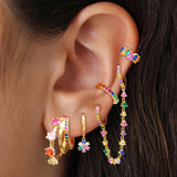 ISUEVA 14K Gold Silver Zircon Colorful Earrings For Women Earring Stacks
