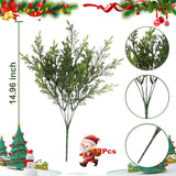 Yoratee Artificial Outdoor Plants 12 PCS Christmas Fake Cedar Pine Stems UV Resistant Faux Greenery Branches for Window Boxes Planters Garden Porch Home Decor