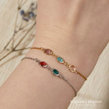 MignonandMignon Birthstone Bracelet for Women Gold | Custom Birth Month Gemstone Chain Bracelet | Friendship Bracelet Personalized Gift for Mom Daughter Best Friend