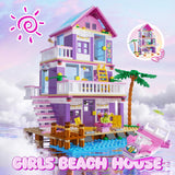 Beach House Building Sets, Seaside Villa House Building Toys Compatible with Lego Friends Sets for Girls Age 8-12, Creative Holiday Cottage Building Kit, Gift for Christmas, Valentine's Day, Party