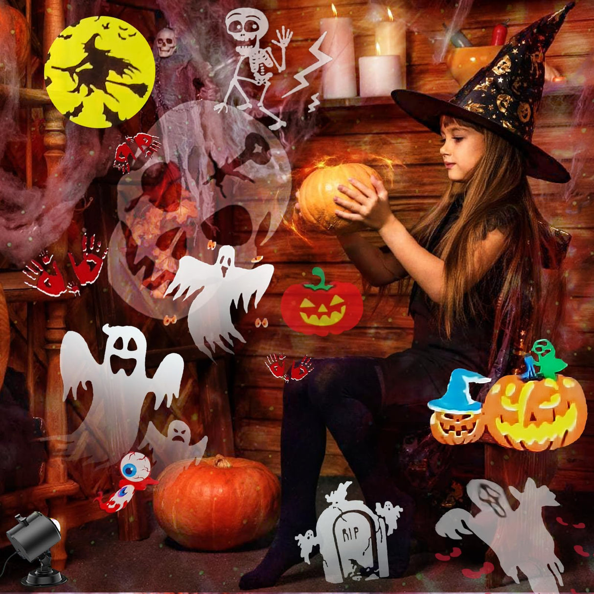 Brighter Halloween Decorations Projector Lights, 2025 Upgraded Holiday Projectors, Christmas Projector with 19 HD Replaceable Slides (Ocean Wave & Patterns), Waterproof Halloween Projector Light Show