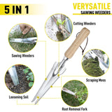Jardineer Weed Puller Tools Set, 3 Pack Hand Crack Weeder, Stainless Heat Treated Steel Weed Root Remover with Ergonomic Handle, Multi-Purpose Weeding Tools for Lawn Garden Patio & Yard