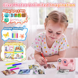 Instant Print Camera for Kids, App Printing, 1080P Video, Dual-Lens Selfie Digital Camera with 32G SD, Christmas Birthday Gifts for Girls Boys 4 5 6 7 8 9 10 11 12 Year Old, Portable Toddler Toy