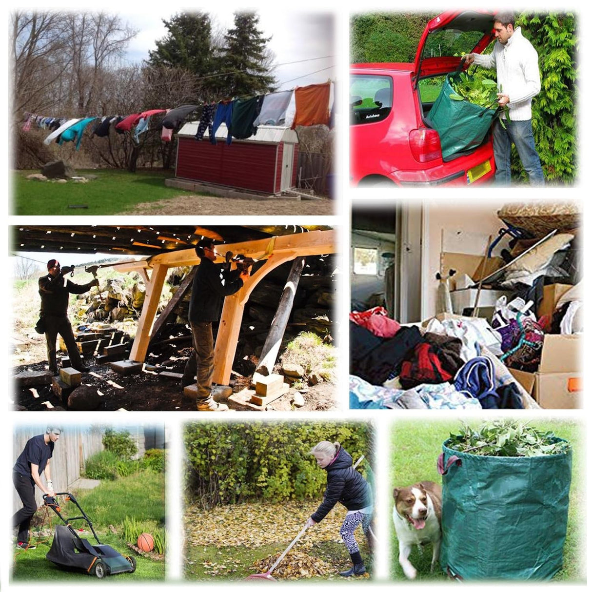 Professional 3-Pack 106 Gallon Large Lawn Garden Bags (D31,H31 inch) Reusable Yard Waste Bags with Gardening Gloves for Big Leaf Bag,Yard Debris,Garden Pruning,Lawn Clippings Bag,Weeds Bag 4 Handles