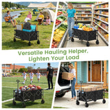 Blomoba Collapsible Wagon Cart, Folding Cart with 330LBS Capacity, Black
