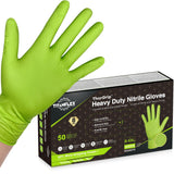TitanFlex Heavy Duty Green Industrial Nitrile Gloves, 8-mil, Medium, Box of 50, Latex Free, Raised Diamond Texture Grip, Powder Free, Food Safe, Rubber Gloves, Mechanic Gloves