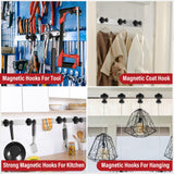 Buelkmag Magnetic Hooks for Cruise Cabins, Black 150lb Strong Magnetic Hooks, Magnetic Coat Hook, Heavy Duty Magnets for Wreath, Classroom, Hanging, Grill, Cruise Ship, Camping, 6Pcs