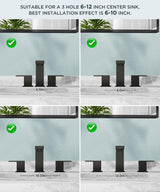 FORIOUS Black Bathroom Faucet 3 Hole, Matte Black Bathroom Sink Faucet 8 Inch Widespread, 2 Handle for Restroom Sink with Pop Up Drain, CUPC Supply Hose and Spare Water Saving Aerator, Vanity 3 Holes