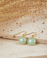 Green Earrings for Women – Dainty Gold Dangle – Real Jade -Sage - Light – Pale – Dark - Green Stone – Rose Quartz Pink Crystal Genuine – Natural Gemstone - Dainty -Short -Drop and Dangle – Lightweight - Unique Anniversary Birthday Gifts for Wife – Teacher