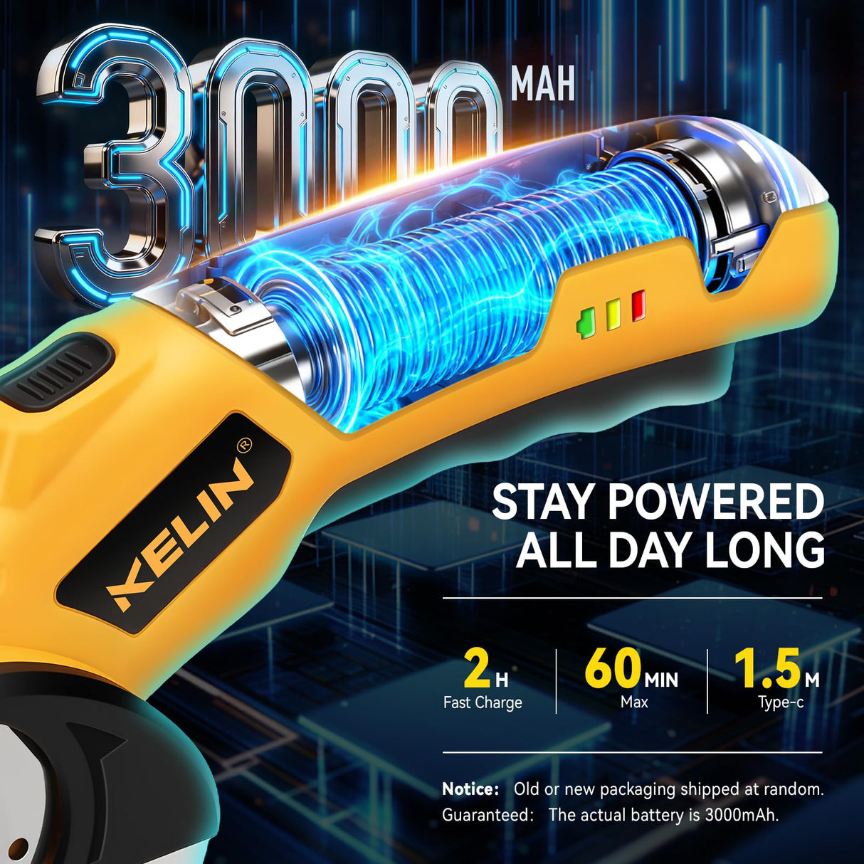 2026 New 3000mAh Cardboard Box Cutter with 2 Titanium Blades, Cordless Electric Scissors with Safety Lock & LED Light, Storage Box, 300RPM, 4V, Cutter for Fabric Carpet Carton Plastic Leather Cloth