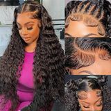 Brazilian Virgin 24 Inch 5x5 HD Lace Closure Deep Wave Wig - Human Hair, Glueless, Pre-Plucked, Deep Curly, 180% Density
