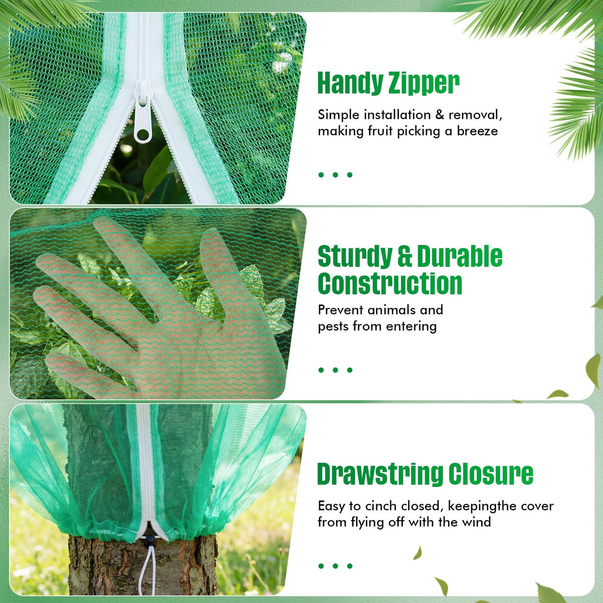 Ribbonlic 20W x 20L Ft Extra Large Fruit Tree Netting Cover with Zipper and Drawstring, Plant Protection Netting Insect Bird Barrier for Garden Cherry Trees Peach, Keep Birds Squirrels Cicadas Out