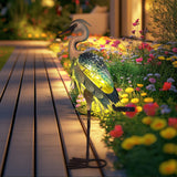 HONGLAND Solar Heron Metal Crane Statue Garden Heron Sculpture, Glass Outdoor Crane Yard Art Coastal Ocean Bird Decor 24 Inch Lawn Ornament for Backyard Porch Patio Decor（Green）