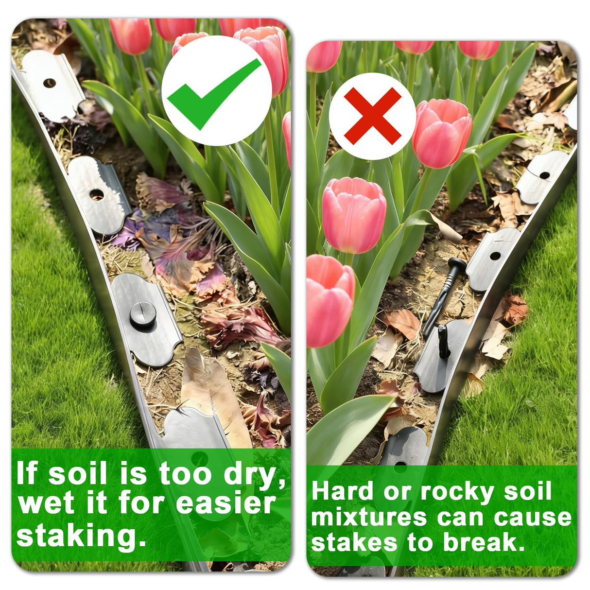 JERIA 4 Inch Tall 66 FT Garden Edging Kit with 90pcs Spikes, Plastic Edging for Landscaping