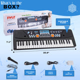 Pyle, Electric 49 Keys-Portable Digital Musical Karaoke Piano Keyboard-8 Rhythms 16 Tones, Stereo Speakers, Rechargeable Battery-Wired Microphone-Beginners Kids Adult PKBRD4113 (PKBRD4113.3)