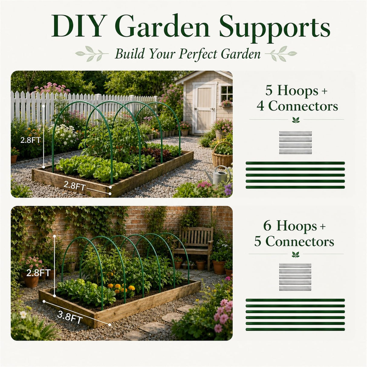 Garden Netting Kit, 10x30FT Ultra Fine Garden Mesh Netting with 6 Sets Garden Hoops, Insect Netting for Garden Protection Plant Covers, Garden Netting for Raised Beds Plant Fruit Flowers Protection