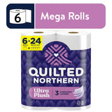 Quilted Northern Ultra Plush Toilet Paper, 24 Mega Rolls = 96 Regular Rolls, 3X Thicker*, 3 Ply Soft Toilet Tissue