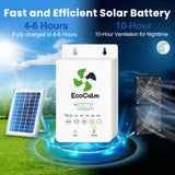 ecoCalm Solar Exhaust Fan for Chiken Coop with Smart Thermostat and Battery