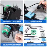 YIHUA 926 III 60W Digital Display Soldering Iron Station Kit w 2 Helping Hands, 6 Extra Iron Tips, Lead-Free Solder, Solder Sucker, S/S Tweezers, °C/ºF Conversion, Auto Sleep & Calibration Support