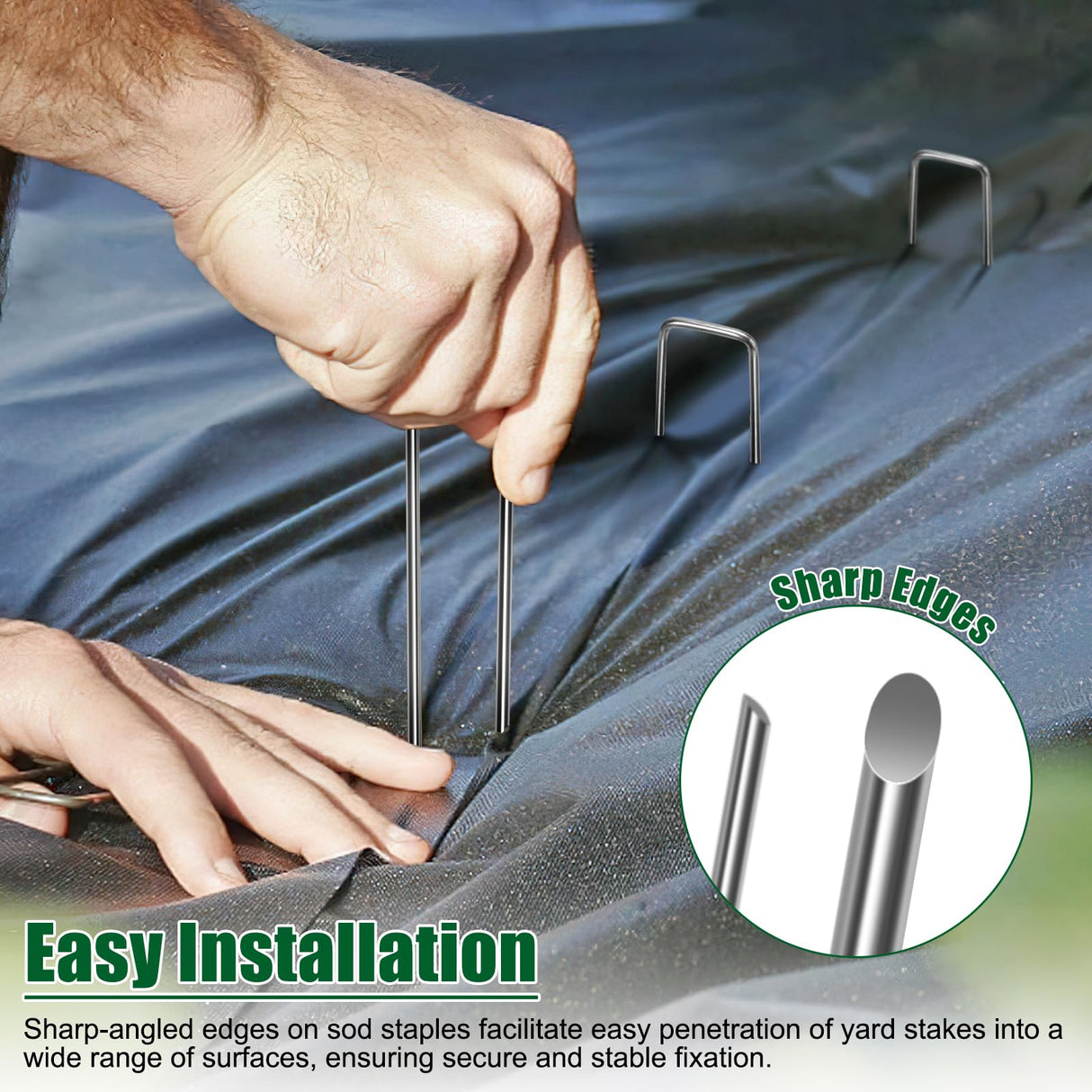 12 Inch Galvanized Landscape Staples Stakes, 25/50/100/200pcs Garden Metal Stakes for Weed Barrier Fabric, Fence Stakes, Tent Stakes, Christmas Decorations (50pcs)