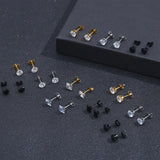 NEWITIN 24 Pairs Stainless Steel Earrings for Men Hypoallergenic Inlaid Cubic Zirconia Studs Hoop Earring Cross Dangle Earrings Unisex Punk Stud Earring for Women Men