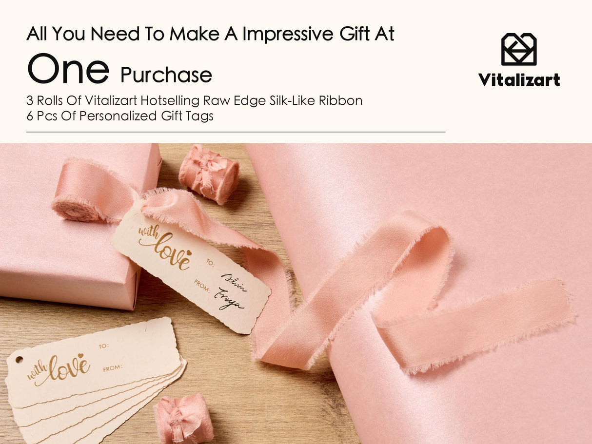 Vitalizart Pink Wrapping Paper Set 30" Pearly-Lustre With Silk Like Satin Ribbon & Gift Tags Recyclable Christmas Gift Wrapping Birthday Baby Shower Wedding Handmade Crafts 197"(16.4 Ft)