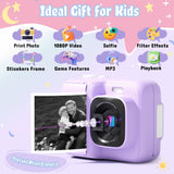 ETIKEZ Kids Camera, 1080P Instant Digital Print Camera for Kids, Christmas Birthday Gifts for 4 5 6 7 8 9 10 Year Old Girls Boys, Portable Toy with 32GB SD Card & 3 Rolls Printing Paper, Purple