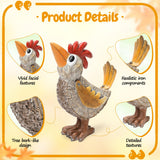 Wiresusan Outdoor Whimsical Rooster Statue Resin Chicken Art Sculpture Garden Rooster Figurine Decoration, Rustic Roosters Decor, Animal Ornament for Yard, Lawn, Home, Office, Garden Gifts