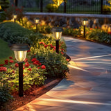 DERAYSION 8 Pack Solar Lights Outdoor, Stainless Steel Glass Solar Pathway Lights, Auto On/Off Long-Lasting Waterproof Garden Lights for Landscape, Path, Yard, Driveway, Walkway Decor (Warm White)