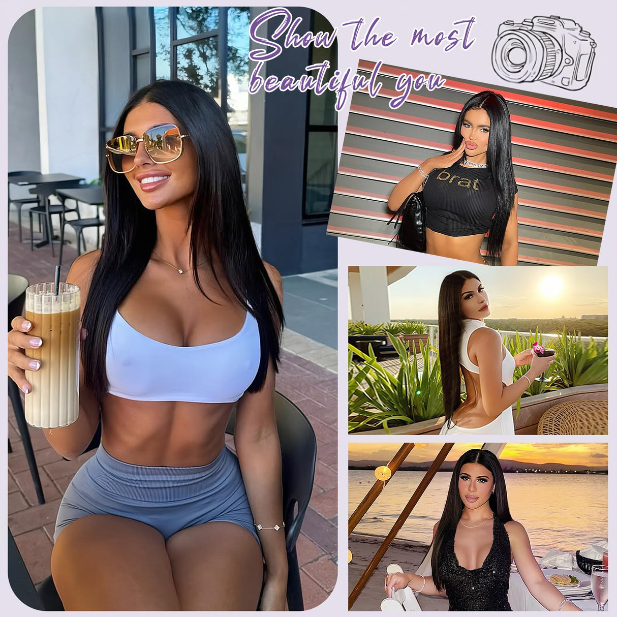 24Inch Wear and Go Glueless Wigs Human Hair Pre Plucked Pre Cut 180% Density 6x4 Ready to Wear Glueless Human Hair Wigs Straight for Black Women