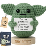 Handmade Baby Yoda Positive Crochet with 30 Fun Affirmations - Funny Friendship Gift for Christmas, Inspirational Birthday Gifts for Women Men | Birthday Gift Idea for Women Friends, BFF, Coworker