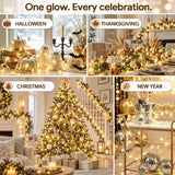 100+16.4FT Warm White Christmas Fairy Lights, Connectable String with Timer