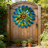 HOOEN Metal Flowers Wall Decor, 2-Pack Wall Art Decorations Hanging for Indoor Outdoor Home Garden Farmhouse Yard Patio Fence Living Room Bedroom Decor