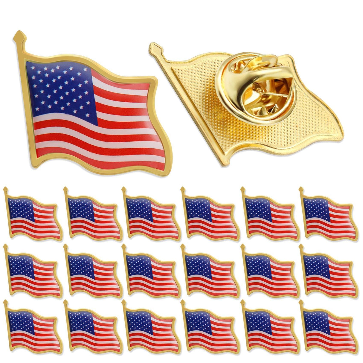 100/Pcs United States of American Flag Lapel Pins Bulk - USA US Veterans day Memorial Day Patriotic Party Decorations Gifts military pins Badge Buttons Souvenir