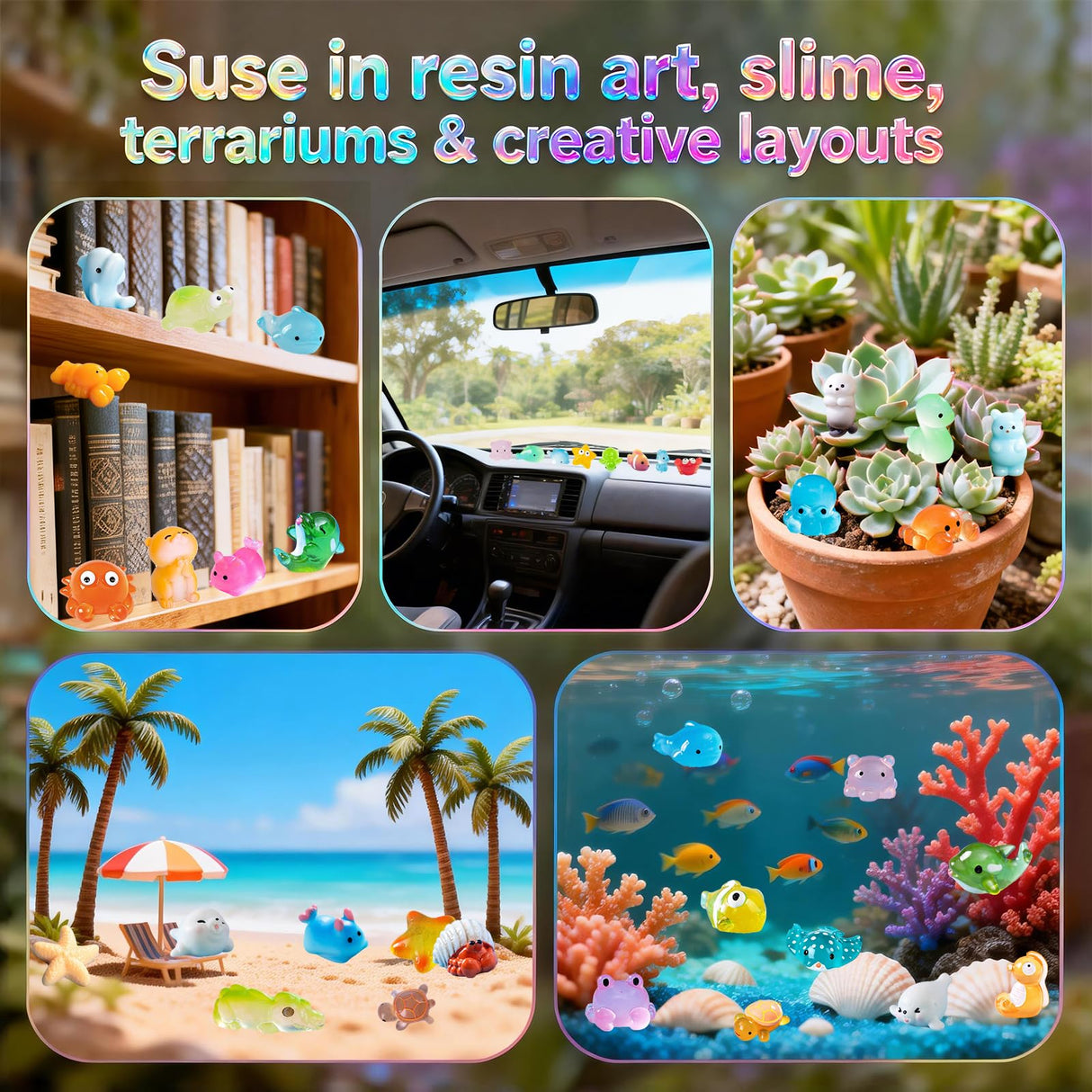 Zerobe Miniature Resin Animal Sets: Tiny Collectible Figurine Bulk Pack (Ocean Animals)