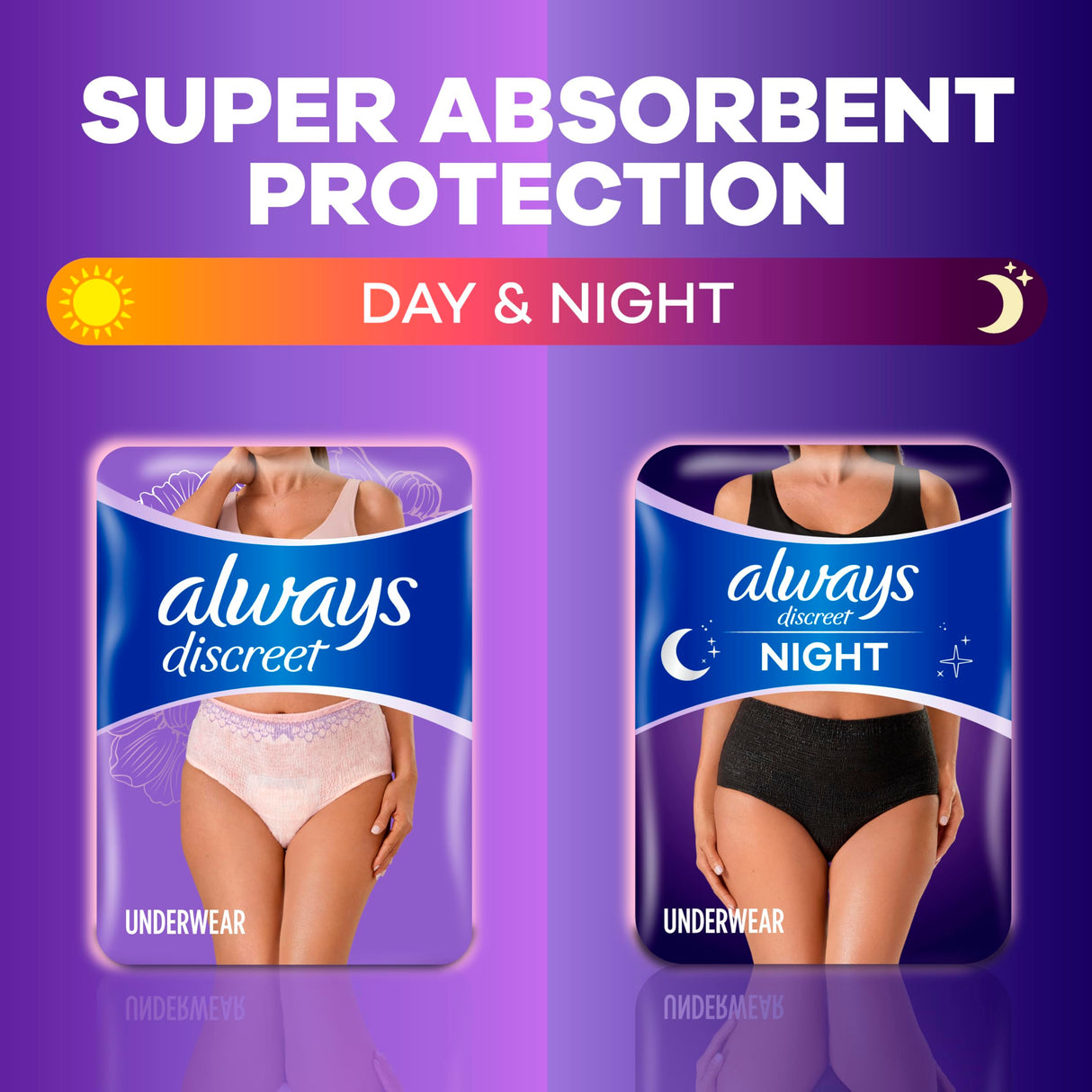 Always Discreet Adult Incontinence Overnight Underwear for Women, Extra Large, Up to 100% Bladder Leak Protection, 48 Count (3 Packs of 16)