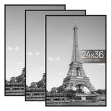 upsimples 24x36 Poster Frame, Easy Slide-In Assembly, Black, 3 Pack