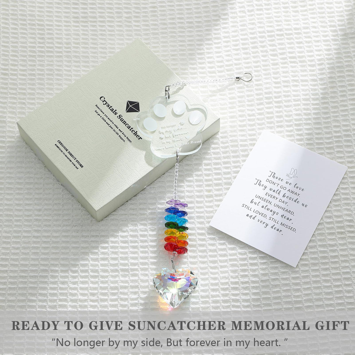 Dog Memorial Gifts, K9 Dog Memorial Crystal Suncatcher, Pet Loss Gift, Pet Sympathy Remembrance Bereavement Gifts (Color-Pet Paw)