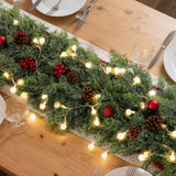 Christmas Cedar Garland - 9ft Artificial Cedar Garland Faux Lush Green Fake Pine Needles for Fireplace,Table,Window,Stairs,Mante,Holiday Indoor Outdoor Xmas Decor(2PCS)