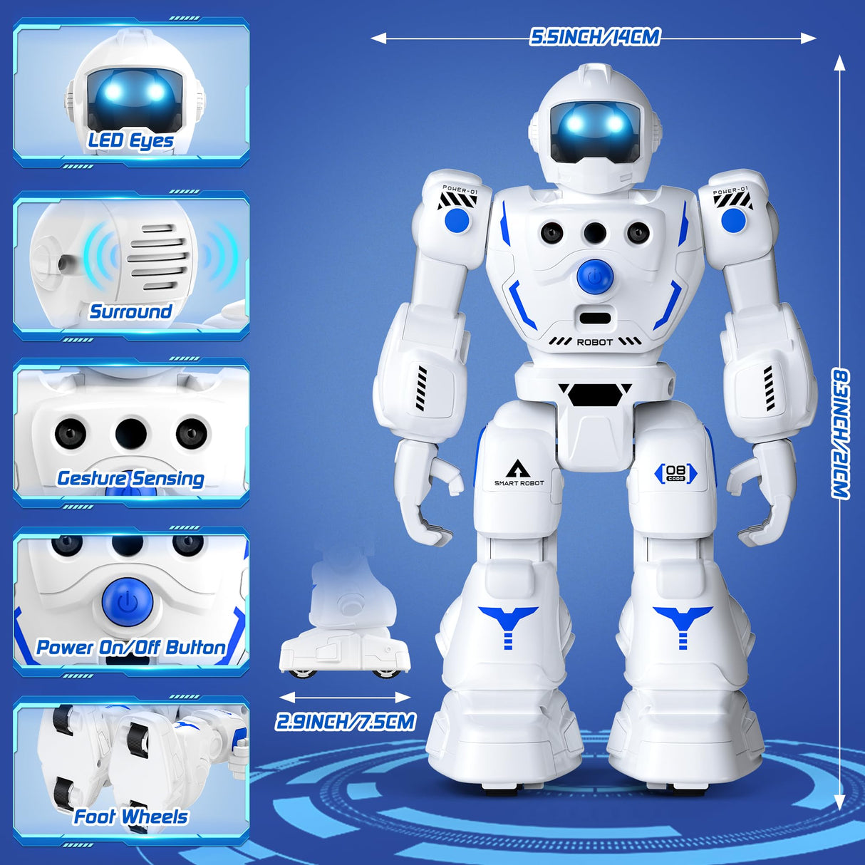BAZOLOTA Robot Toys for Kids 3-5, Programmable Remote Control Robot with Walking, Sliding, Singing and Dancing, RC Gesture Sensing Control Smart Robots for Age 3-12 Kids Christmas Birthday