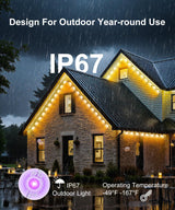 MuliVid 150Ft Permanent Outdoor Lights,Smart RGB Outdoor Lights with Remote APP Control, IP67 Waterproof Outside Light for House for Christmas, Halloween, Holiday, Party, Daily