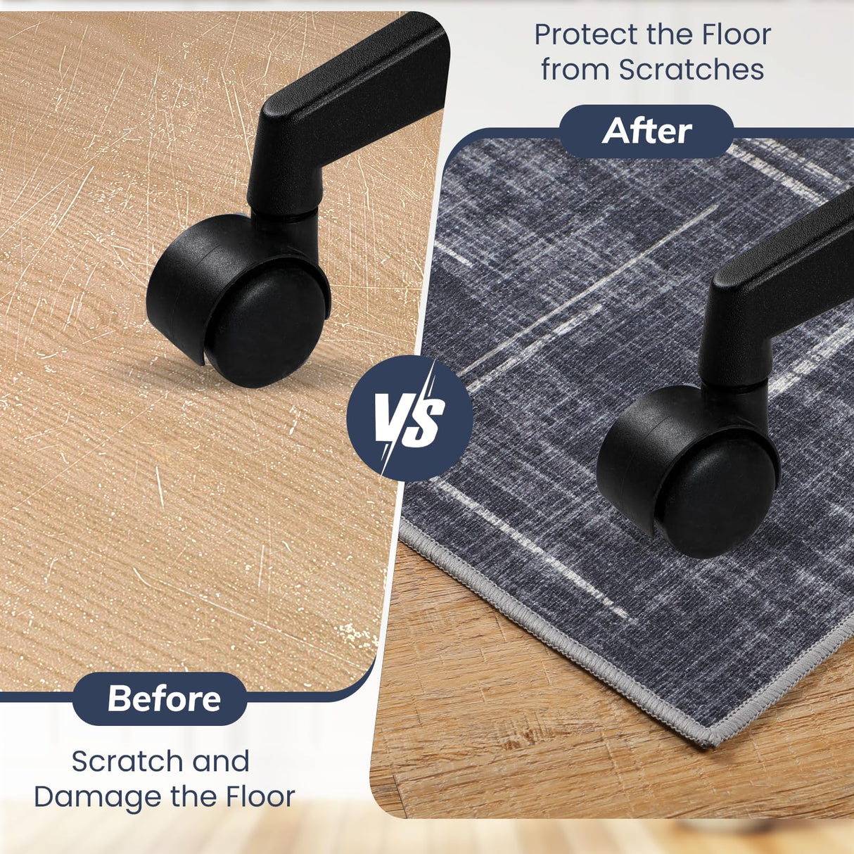 Office Chair Mat for Hardwood Floor&Tile Floor,48" X 60 Heavy Duty Desk Chair Mat for Hard Floors,Under Desk Rug for Rolling Computer Chair,Anti Slip,Low Pile Carpet Floor