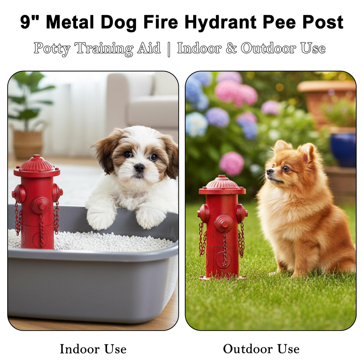 YiLifebes Small Dog Fire Hydrant Pee Post, 9" H Metal Fake Fire Hydrant for Dogs to Pee On, Indoor Training & Outdoor Garden Statue